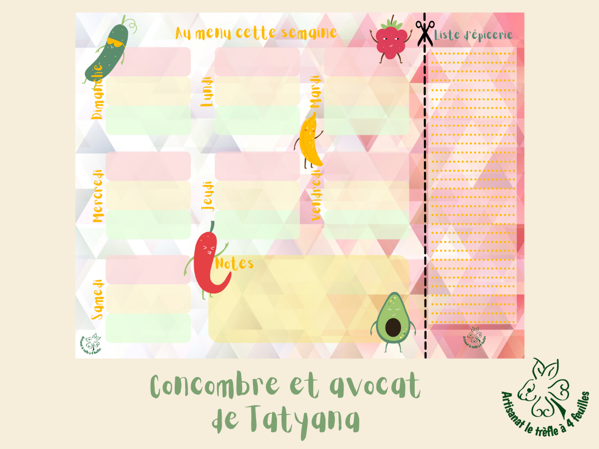 Planificateur de menus hebdomadaire