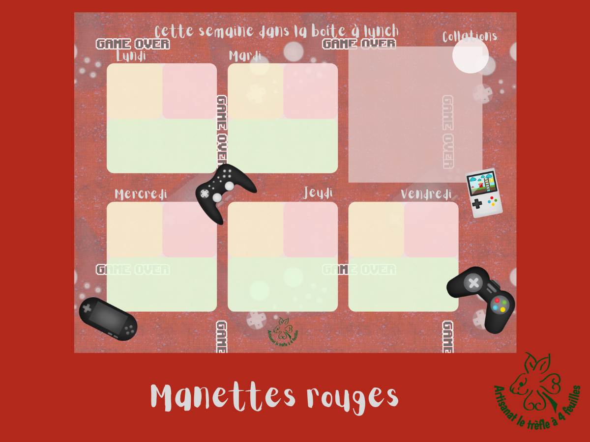 Planificateur de boîte à lunch plastifié