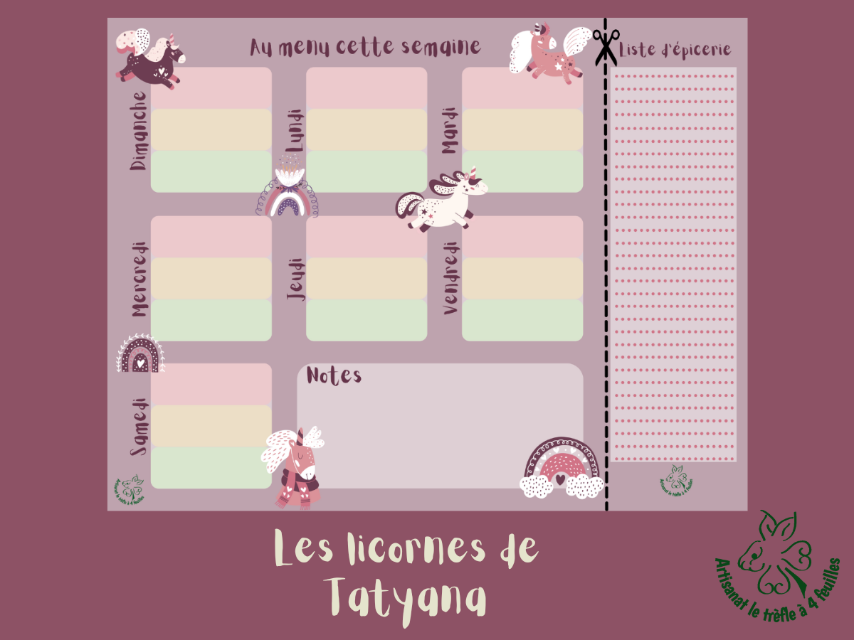 Planificateur de menus hebdomadaire