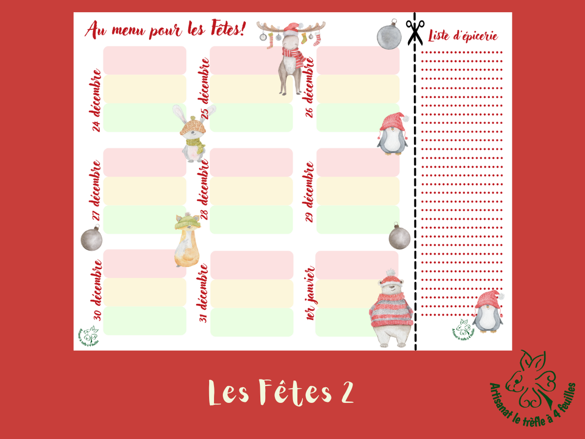 Planificateur de menus hebdomadaire