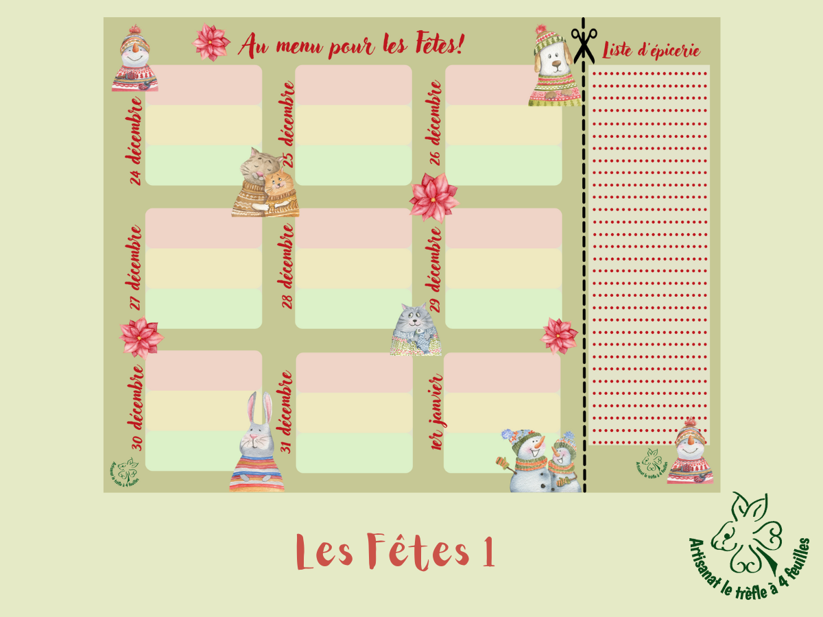 Planificateur de menus hebdomadaire