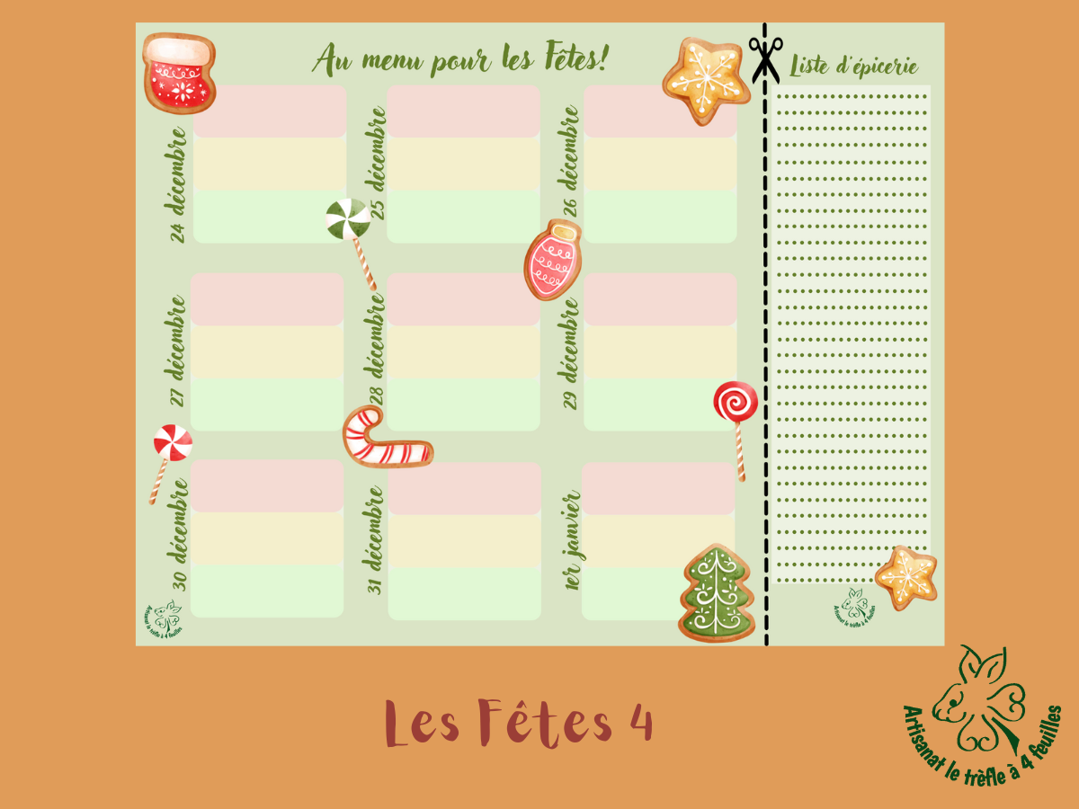 Planificateur de menus hebdomadaire