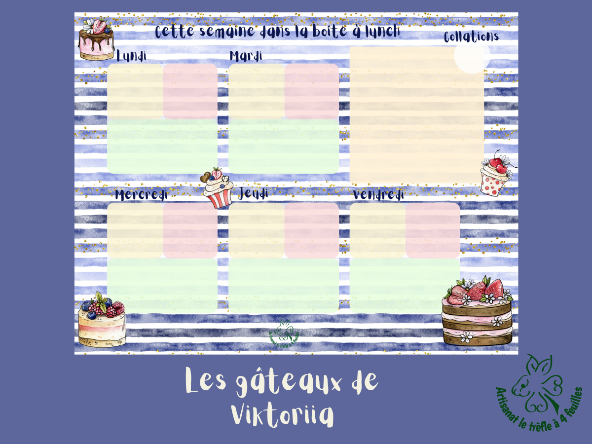Planificateur de boîte à lunch plastifié