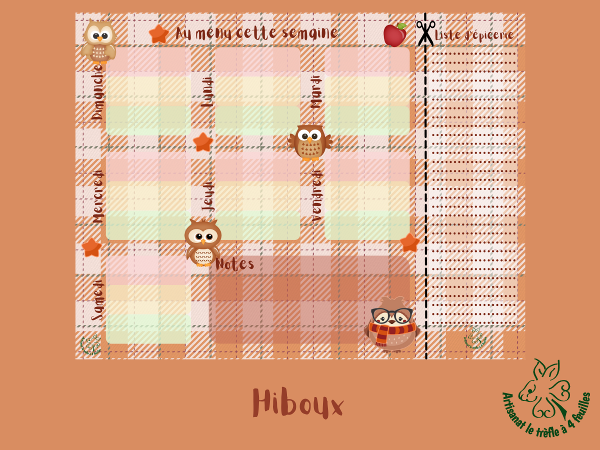 Planificateur de menus hebdomadaire