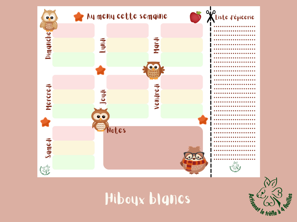 Planificateur de menus hebdomadaire