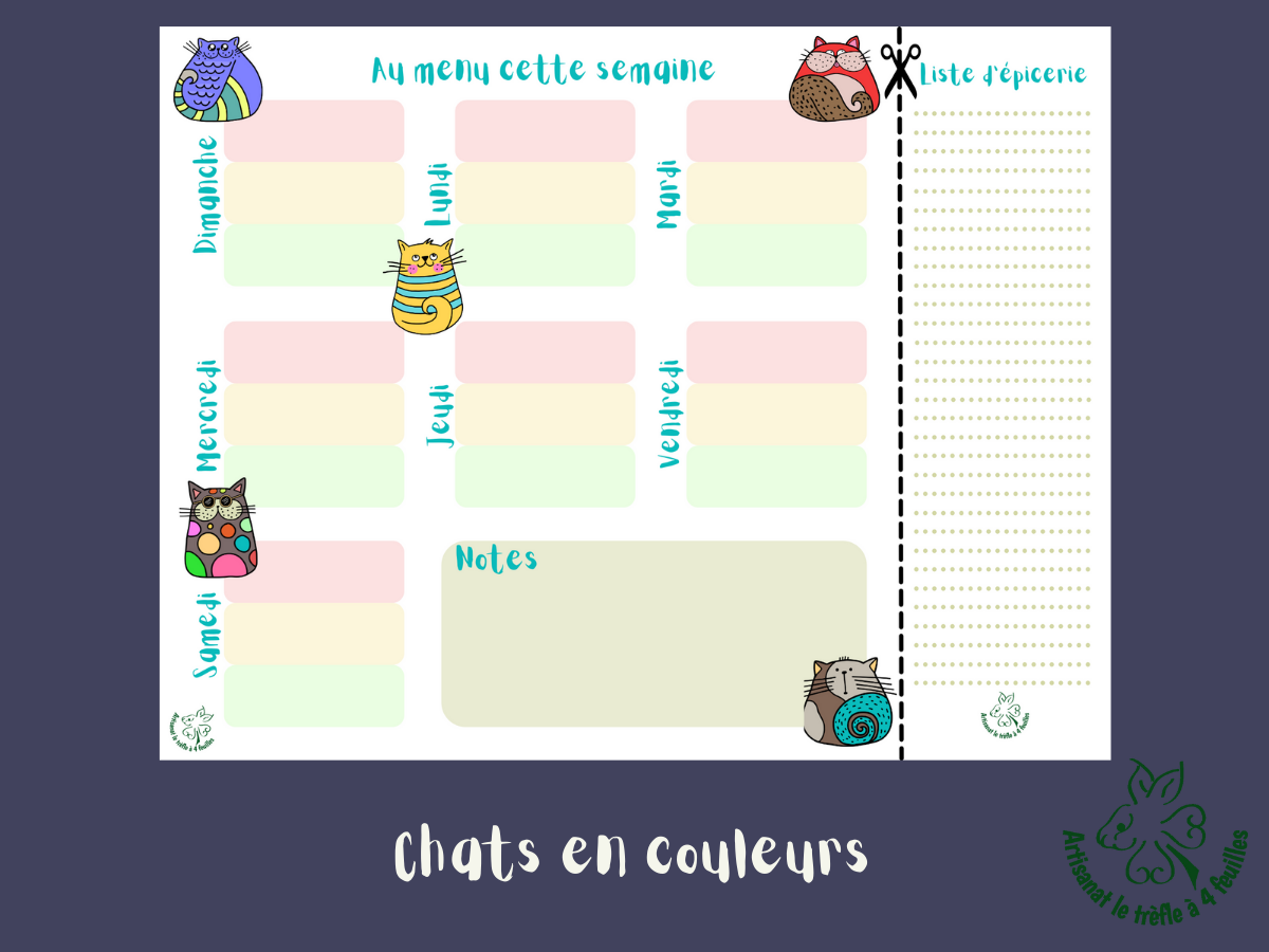 Planificateur de menus hebdomadaire