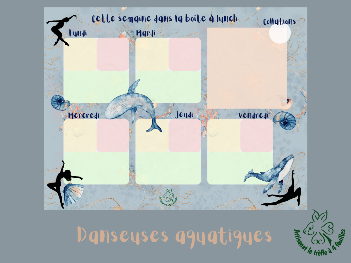 Planificateur de boîte à lunch plastifié