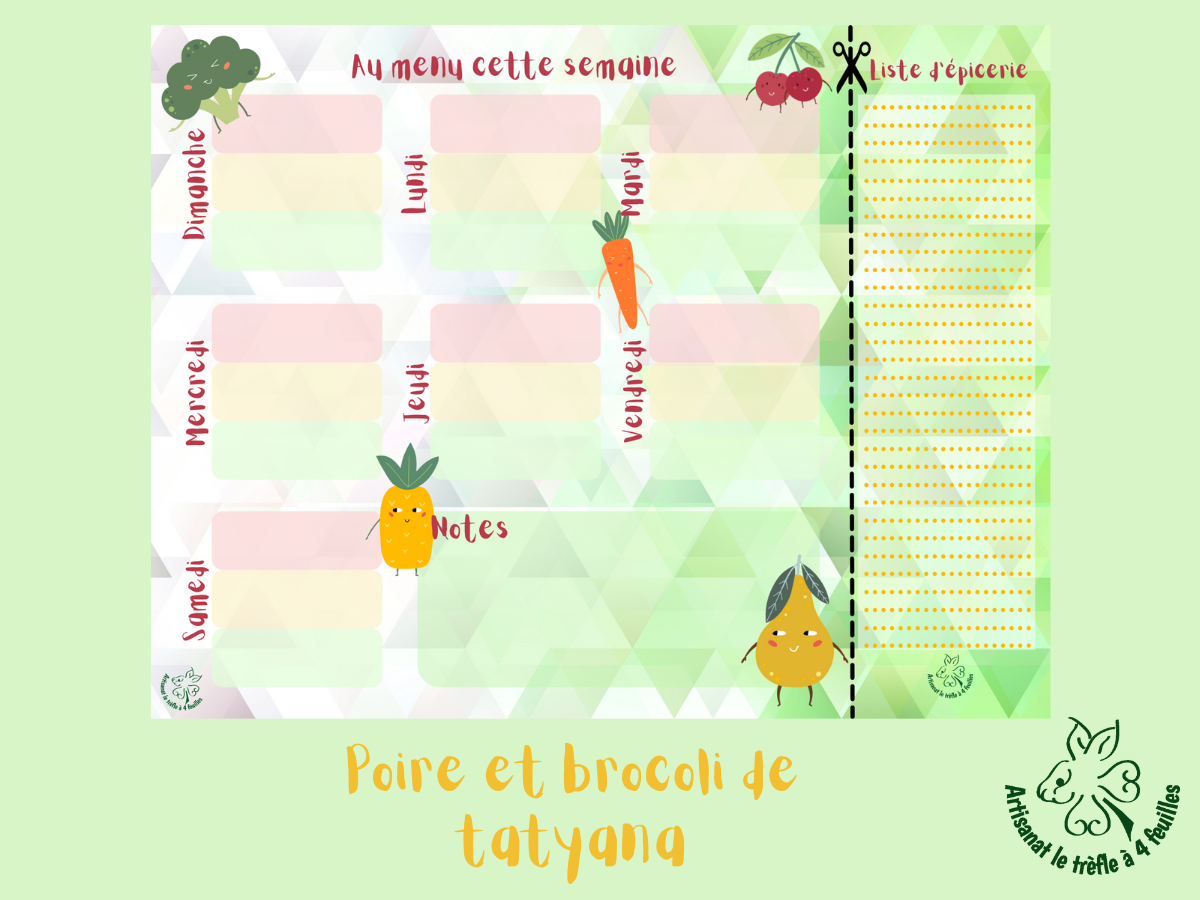 Planificateur de menus hebdomadaire